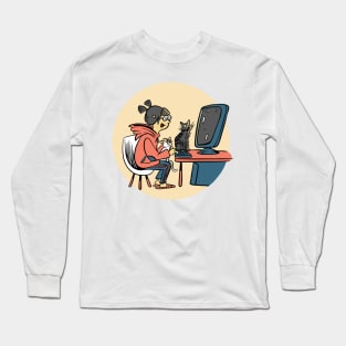 GAMER GIRL WITH CATS Long Sleeve T-Shirt